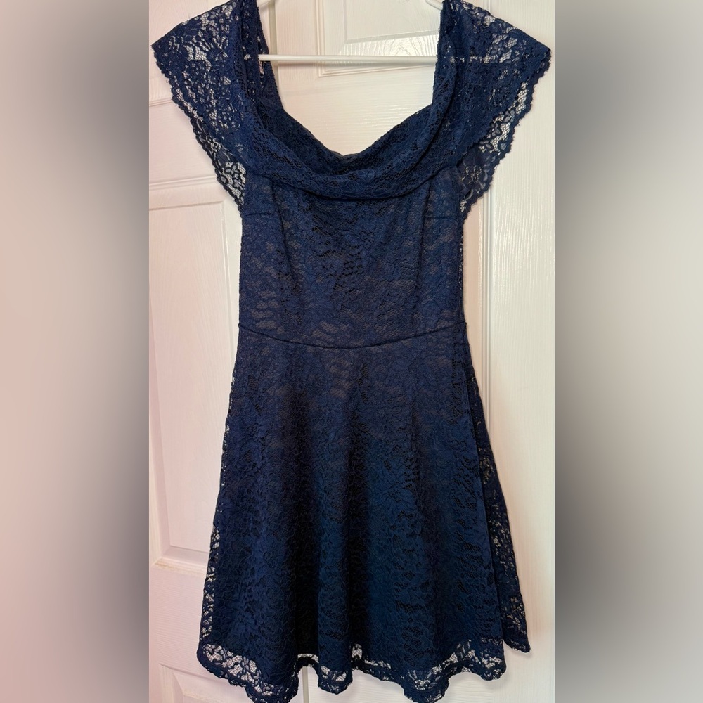 Charlotte Russe Elegant Navy Lace Dress